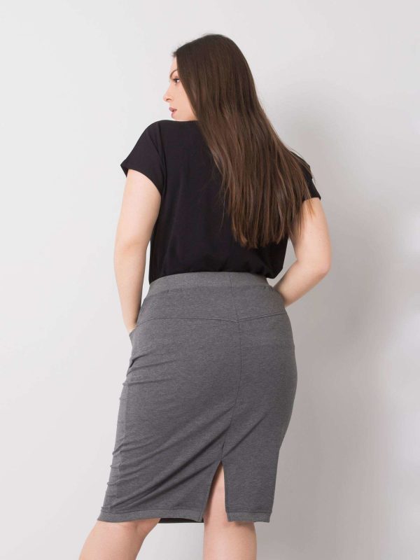 Wholesale Dark Grey Melange Plus Size Thandie Skirt