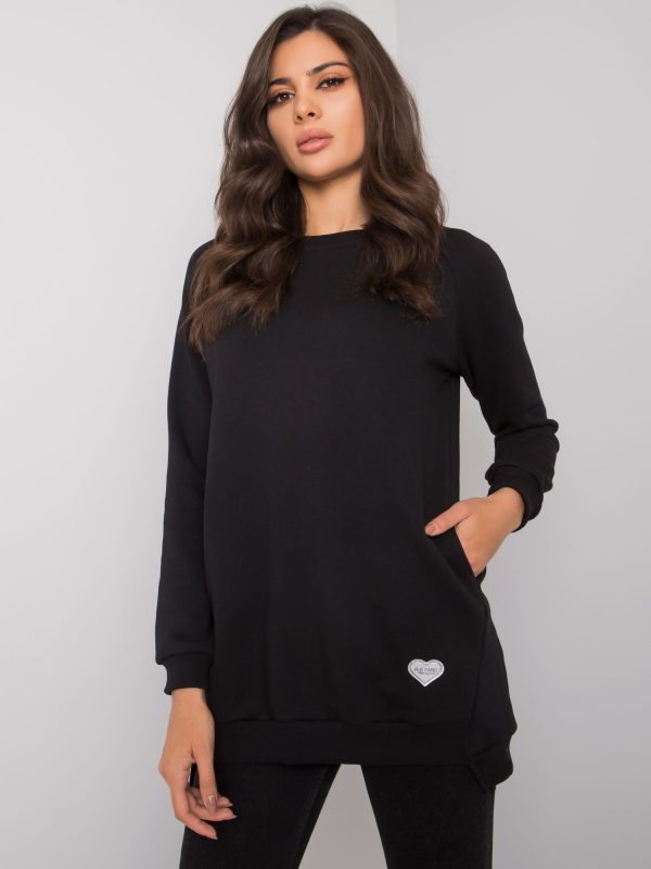 Wholesale Black cotton sweatshirt with pockets Candri RUE PARIS