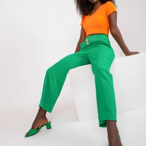 Wholesale Green elegant fabric pants with pockets RUE PARIS