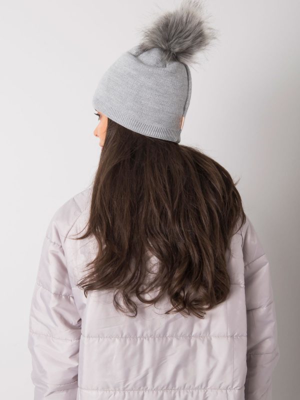 Wholesale Grey padded women's hat with tassel