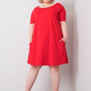 Wholesale Bellamy Red Plus Size Short Sleeve Dress