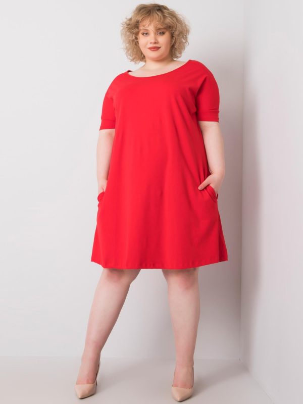 Wholesale Bellamy Red Plus Size Short Sleeve Dress