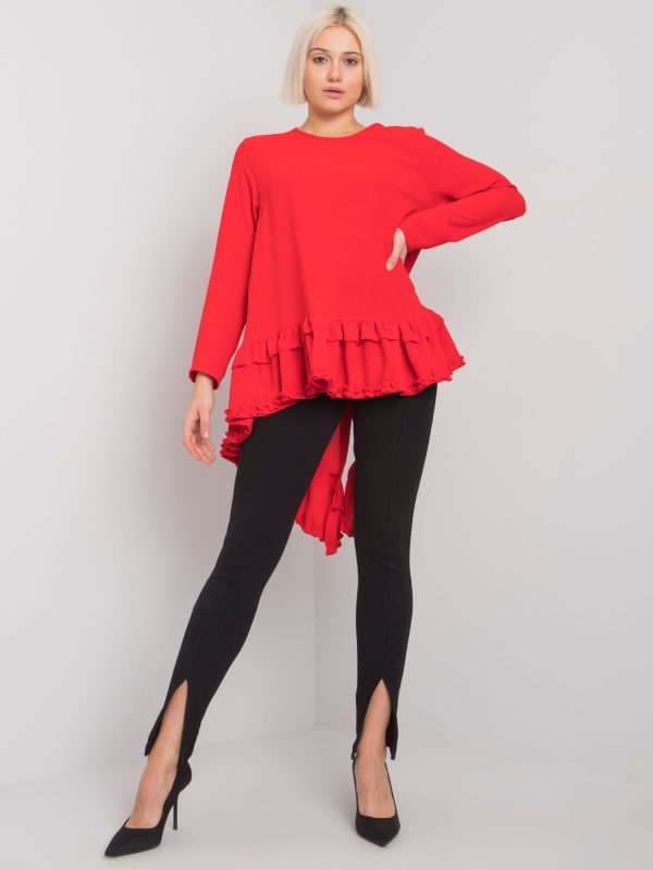 Wholesale Red blouse with flounce Tracy RUE PARIS