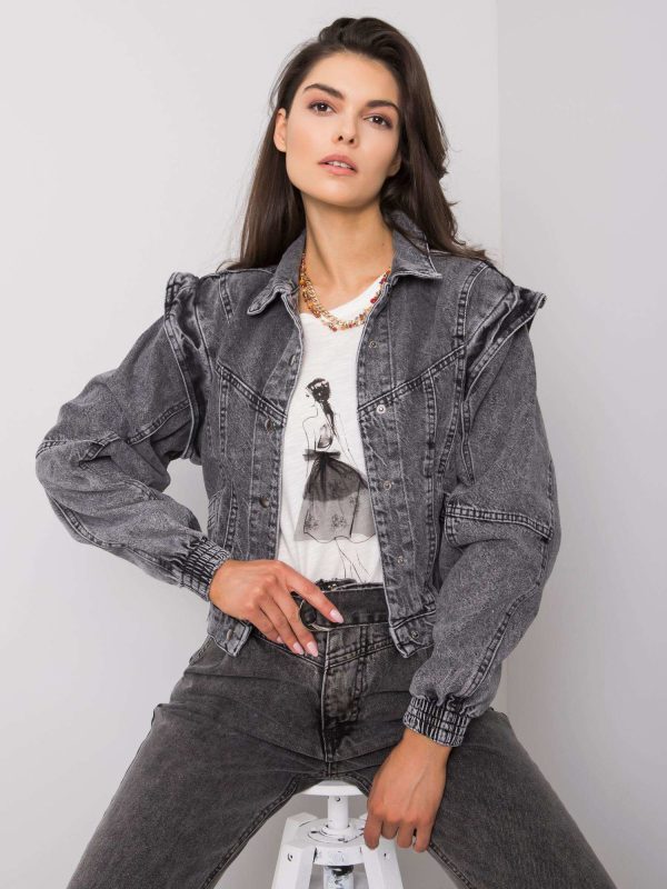 Wholesale Dark grey short denim jacket Neves RUE PARIS