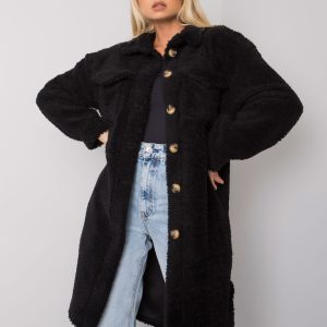 Wholesale Jolene RUE PARIS Black Long Fur Shirt