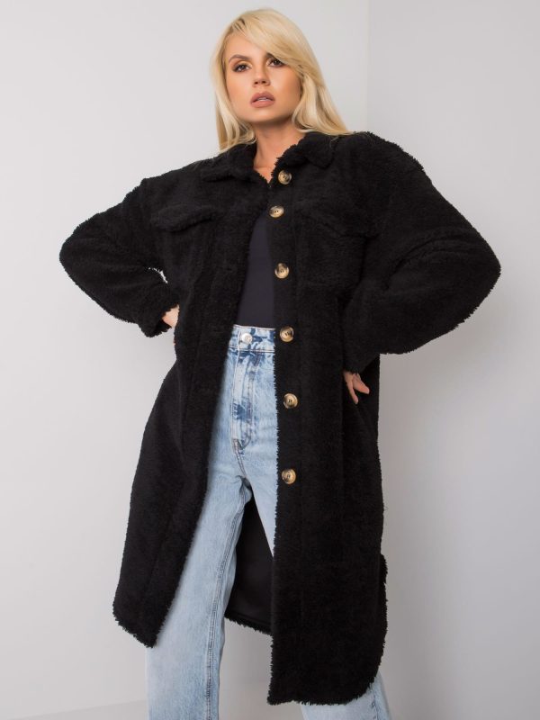 Wholesale Jolene RUE PARIS Black Long Fur Shirt