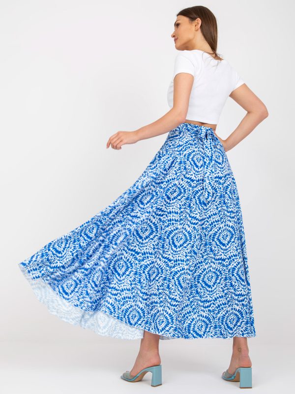 Wholesale White and blue flared maxi skirt RUE PARIS