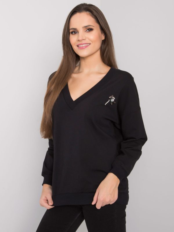 Wholesale Black sweatshirt with applique Marseille RUE PARIS