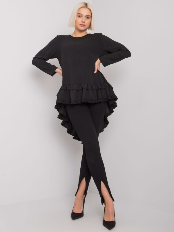 Wholesale Black blouse with ruffle Tracy RUE PARIS