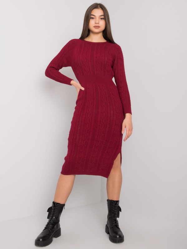 Wholesale Burgundy knitted dress Ellada RUE PARIS