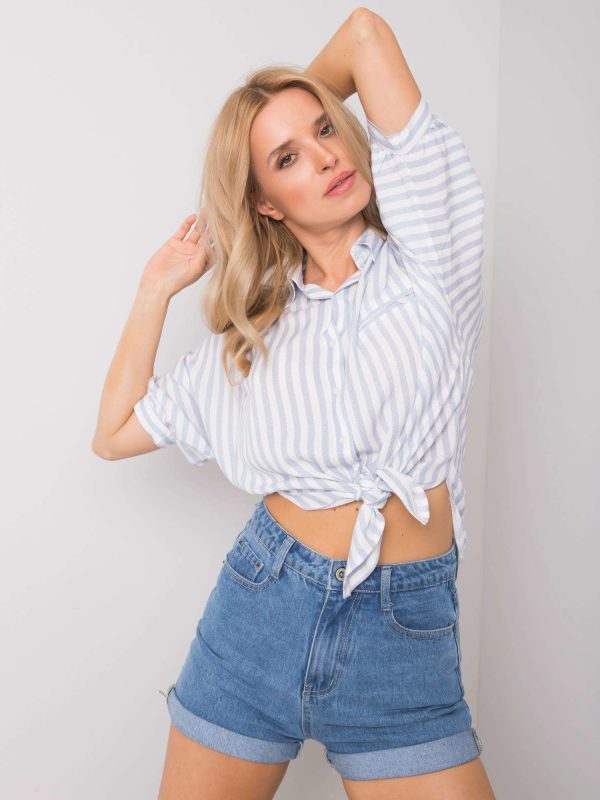 Wholesale White and blue striped shirt Caelyn RUE PARIS