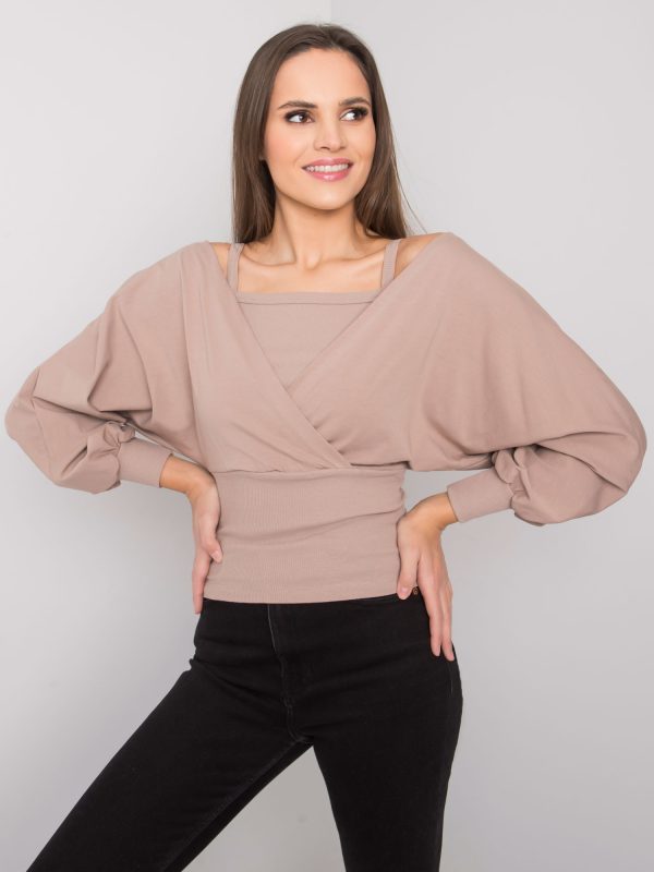 Wholesale Dark beige women's cotton blouse Chavri RUE PARIS