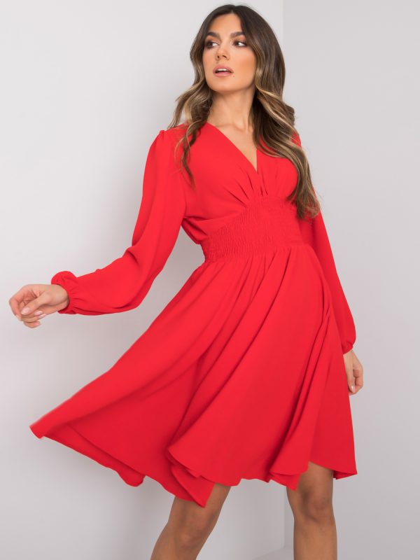 Wholesale Red dress with ruffles Lina RUE PARIS