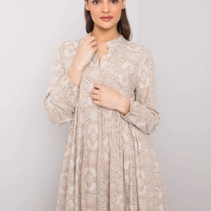 Wholesale Beige dress with prints Lynn RUE PARIS