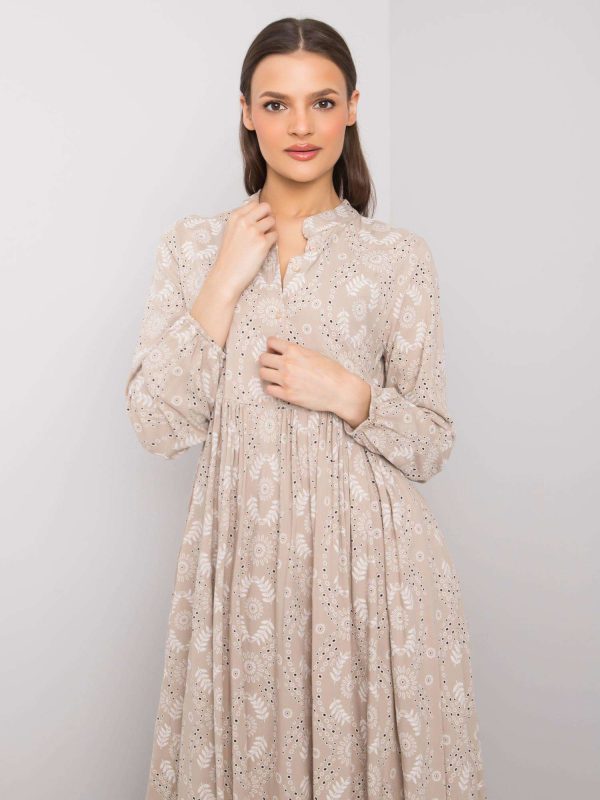 Wholesale Beige dress with prints Lynn RUE PARIS