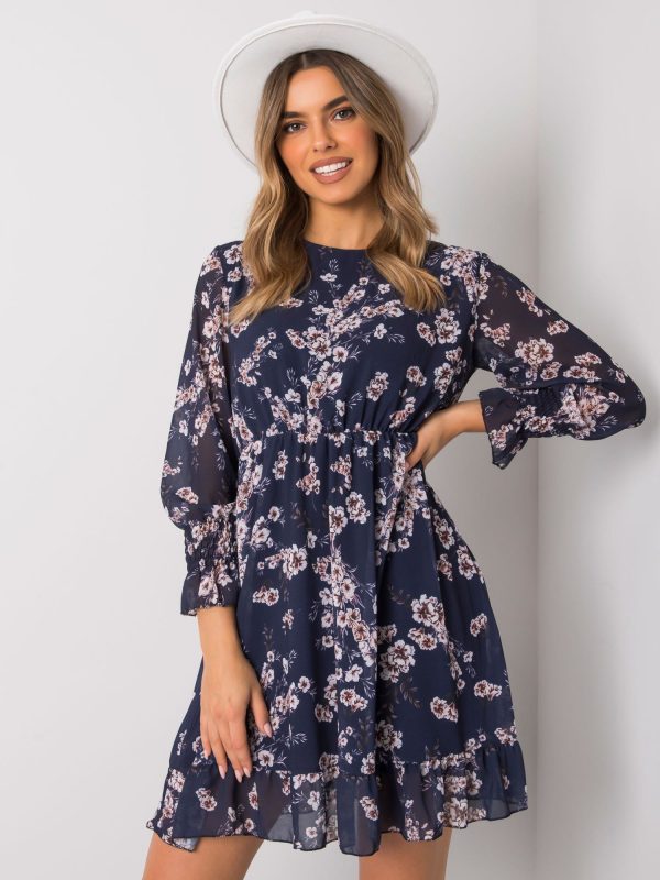 Wholesale Navy blue floral dress Tamila RUE PARIS