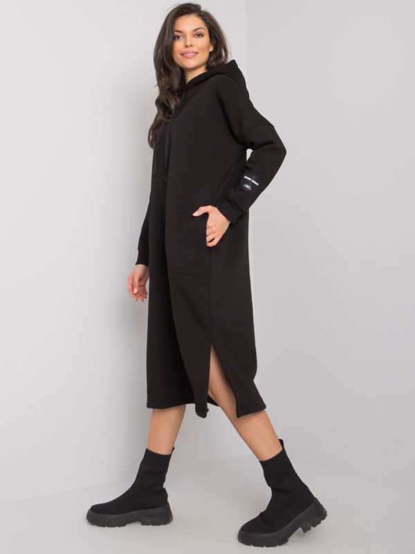 Wholesale Black sweatshirt dress with pockets Sheffield RUE PARIS