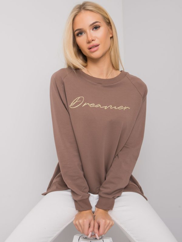 Wholesale Brown sweatshirt for women with inscription Newcastle RUE PARIS