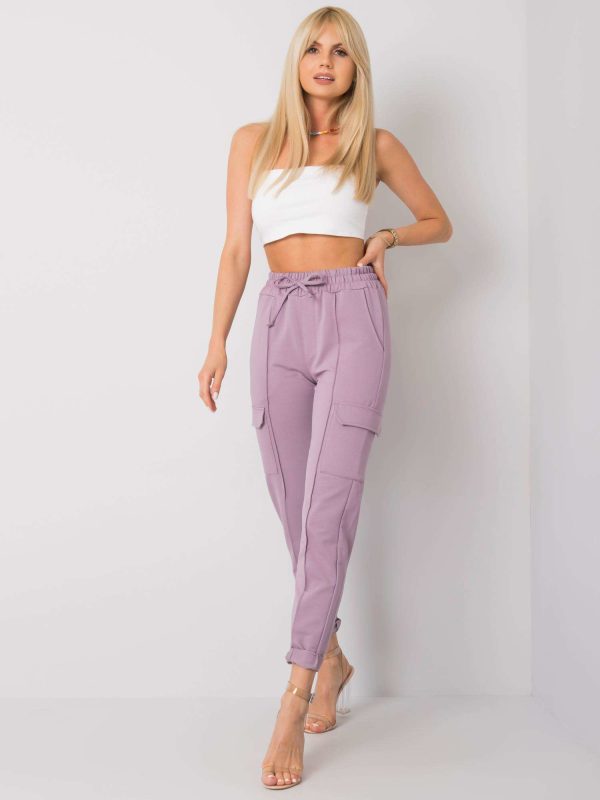 Wholesale Purple sweatpants with pockets Despina RUE PARIS