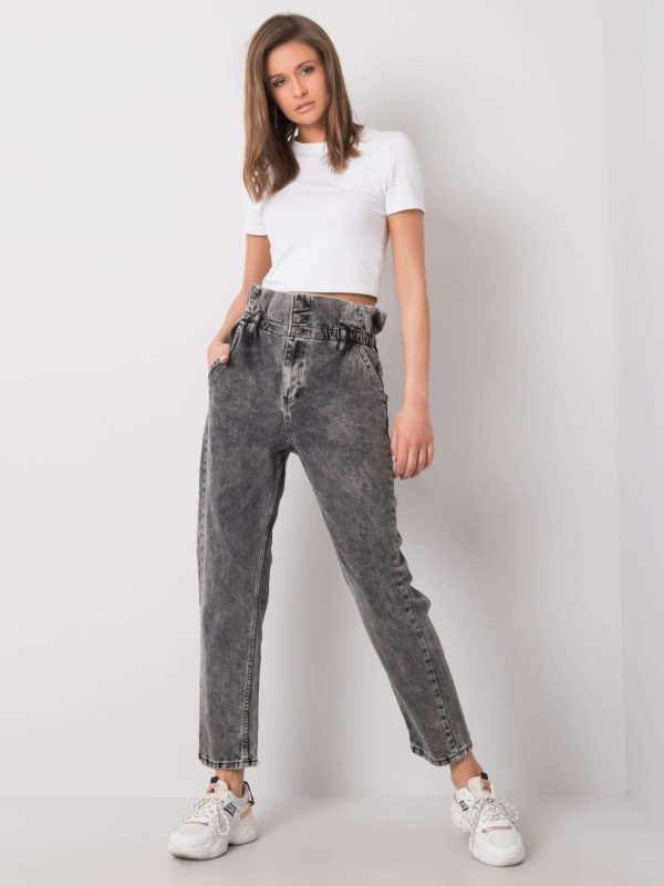 Wholesale Dark grey high waist jeans Mareen RUE PARIS