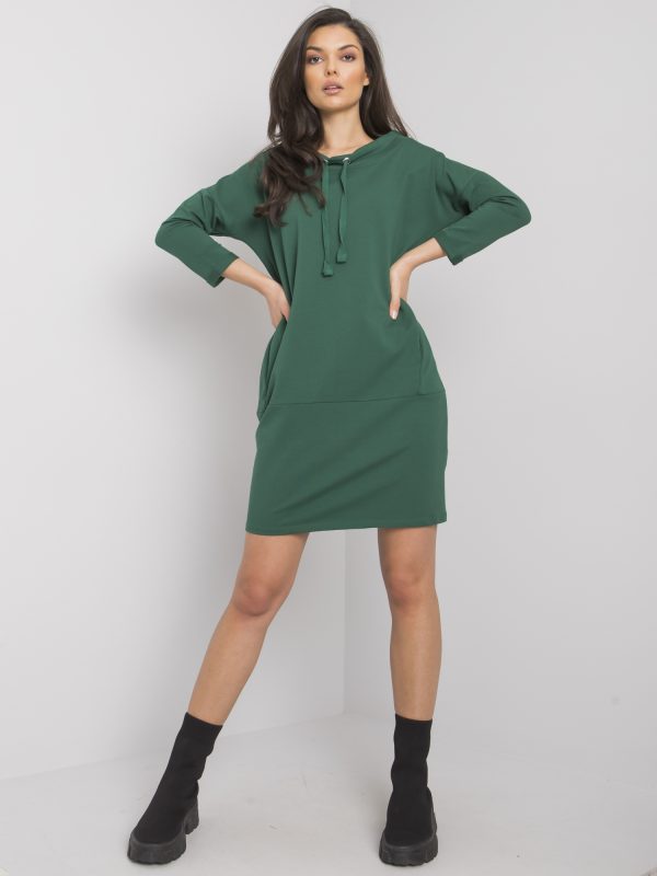 Wholesale Dark green dress with pockets Ordino RUE PARIS