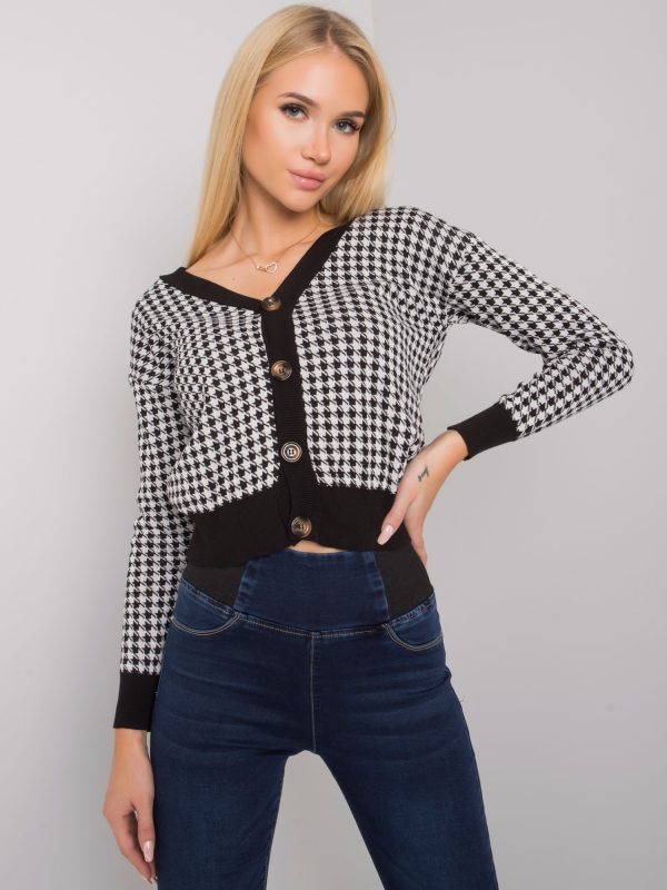 Wholesale Black and White Houndstooth Button Sweater Ashland RUE PARIS