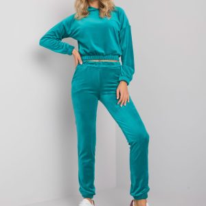 Wholesale Turquoise two-piece set with velour Milan RUE PARIS