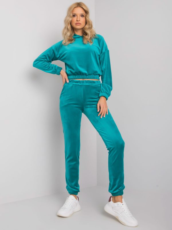 Wholesale Turquoise two-piece set with velour Milan RUE PARIS