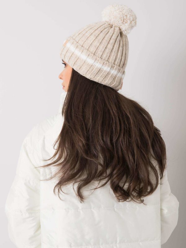 Wholesale Beige hat with pompom