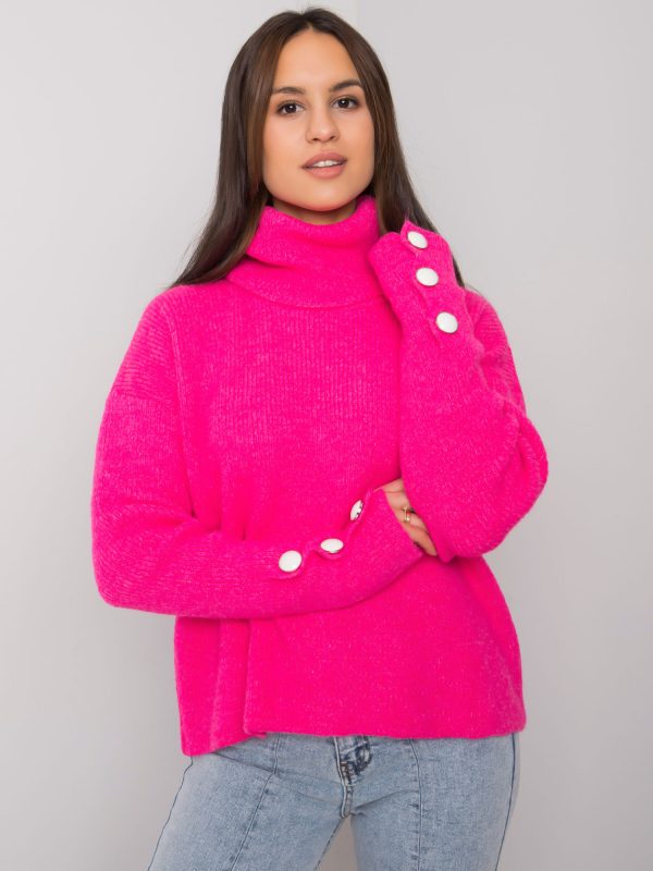 Wholesale Pink women's turtleneck sweater Emrie RUE PARIS