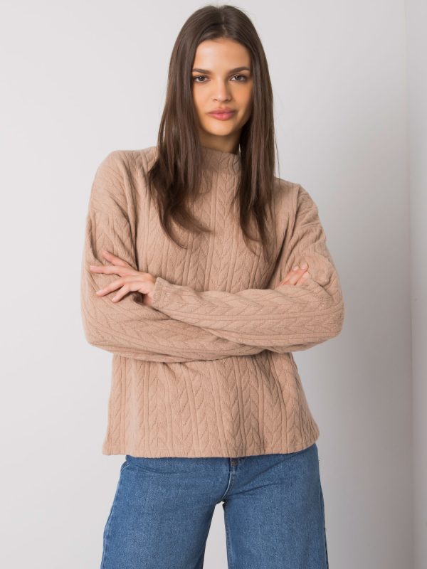 Wholesale Dark beige sweater with small pattern Brailey RUE PARIS