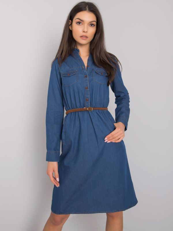 Wholesale Dark blue cotton dress Pasadena RUE PARIS