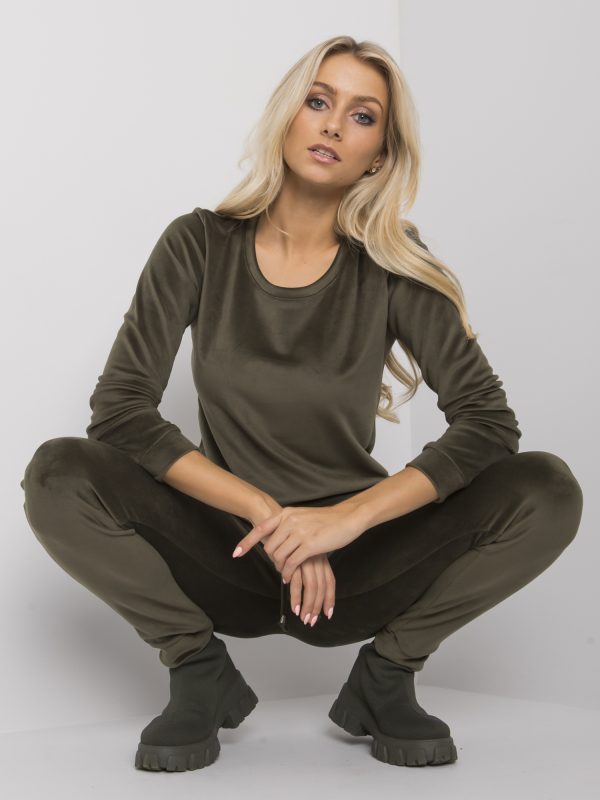 Wholesale Bright khaki velour set Clarisa RUE PARIS