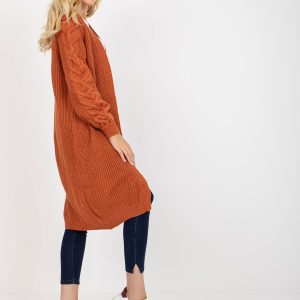 Wholesale Dark orange long cardigan oversize RUE PARIS