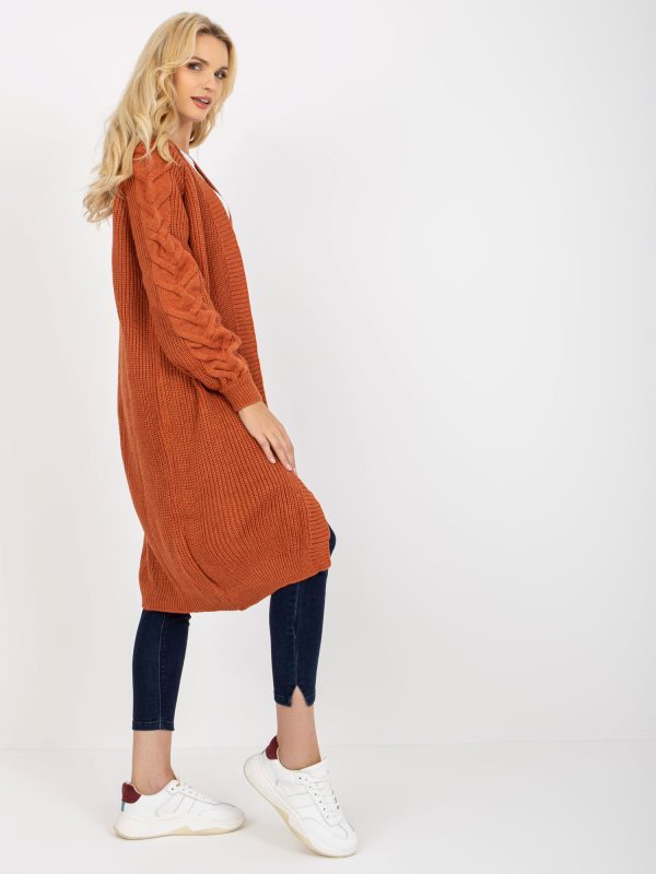 Wholesale Dark orange long cardigan oversize RUE PARIS