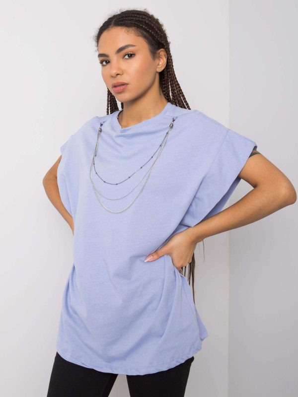 Wholesale Blue T-shirt with necklace Arianna RUE PARIS