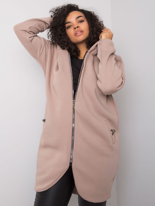 Wholesale Nellie's dark beige plus size hoodie