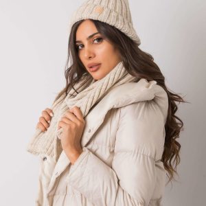 Wholesale Beige winter set with hat and scarf Rubby RUE PARIS