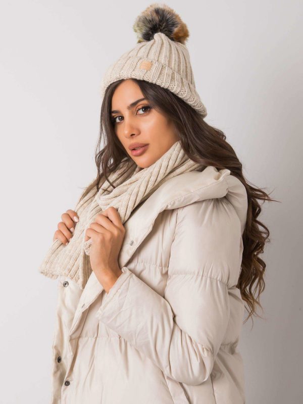 Wholesale Beige winter set with hat and scarf Rubby RUE PARIS