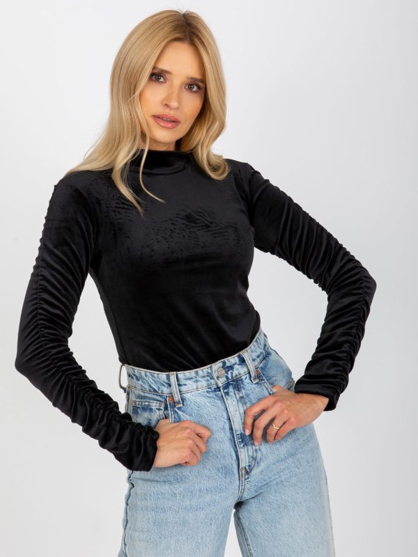 Wholesale One size black velour blouse RUE PARIS