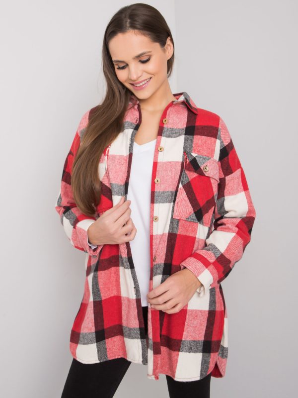 Wholesale Red and white plaid shirt for women Cillian RUE PARIS