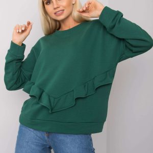 Wholesale Dark green frose ruffle sweatshirt RUE PARIS