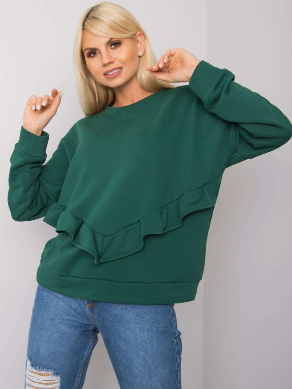 Wholesale Dark green frose ruffle sweatshirt RUE PARIS