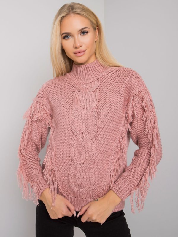 Wholesale Dirty pink fringed sweater Caitri RUE PARIS