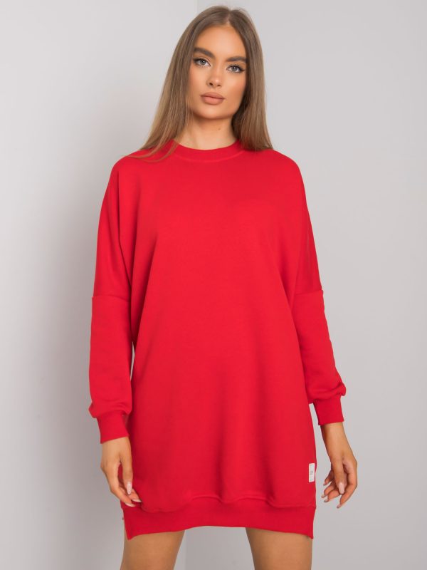 Wholesale Odile RUE PARIS Red Long Sleeve Sweatshirt Dress