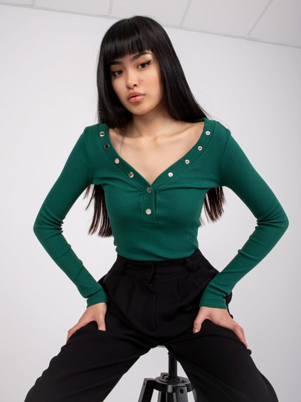 Wholesale Dark green striped blouse Tracy RUE PARIS