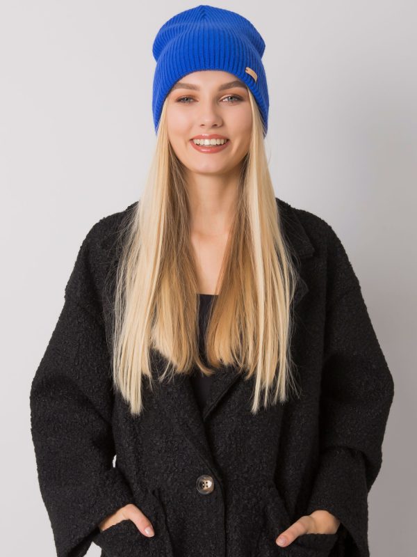 Wholesale Dark blue knitted beanie cap RUE PARIS