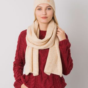 Wholesale Beige winter set hat and scarf RUE PARIS