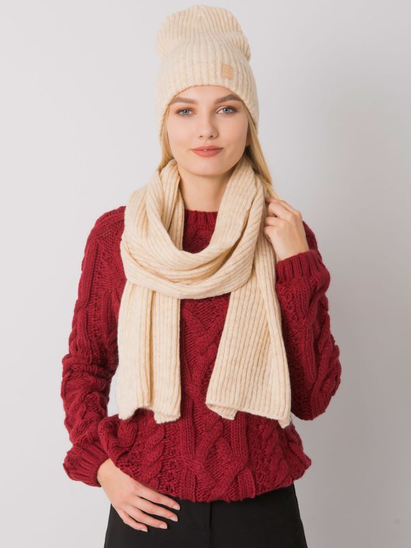 Wholesale Beige winter set hat and scarf RUE PARIS