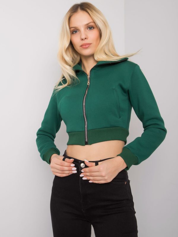 Wholesale Dark green short sweatshirt Ann RUE PARIS